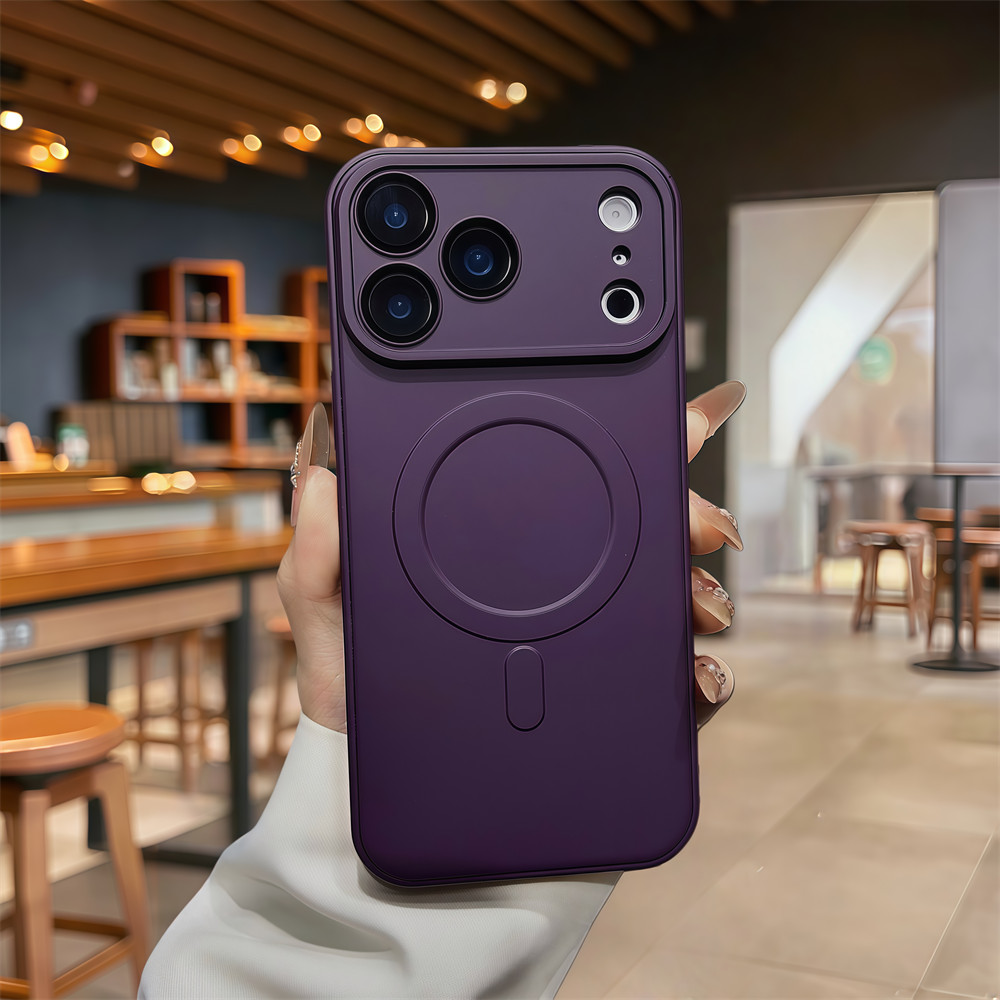 Ốp điện thoại từ tính màu đơn giản cho iPhone 17 Pro Max 11 12 13 14 15 16 pro max Vỏ bảo vệ điện thoại vỏ mềm bảo vệ ống kính chống rơi