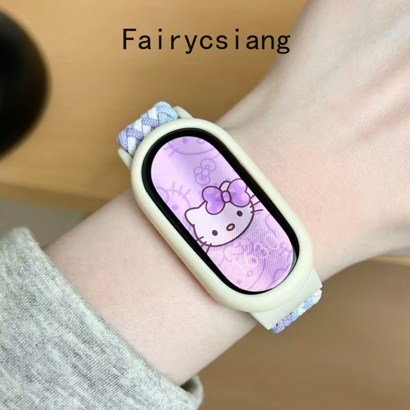 Dây đeo bện từ tính cho Xiaomi Mi Band 10 9 8 NFC Vòng tay nylon thoáng khí Dây thun cho mi band 9 10 Phụ kiện