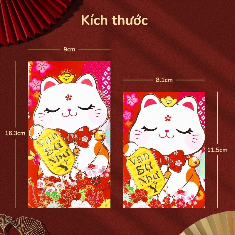 Bao lì xì Tết sắc màu rực rỡ, minh họa không khí ngày xuân - Set 36 bao kiểu dáng túi đựng tiền tiện lợi