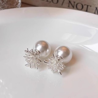 Bông Tai Bạc 925 Kim Cương Và Ngọc Trai Thiết Kế Vỏ Pháo Hoa, Phù Hợp Với Phụ Nữ Thanh Lịch Đơn Giản