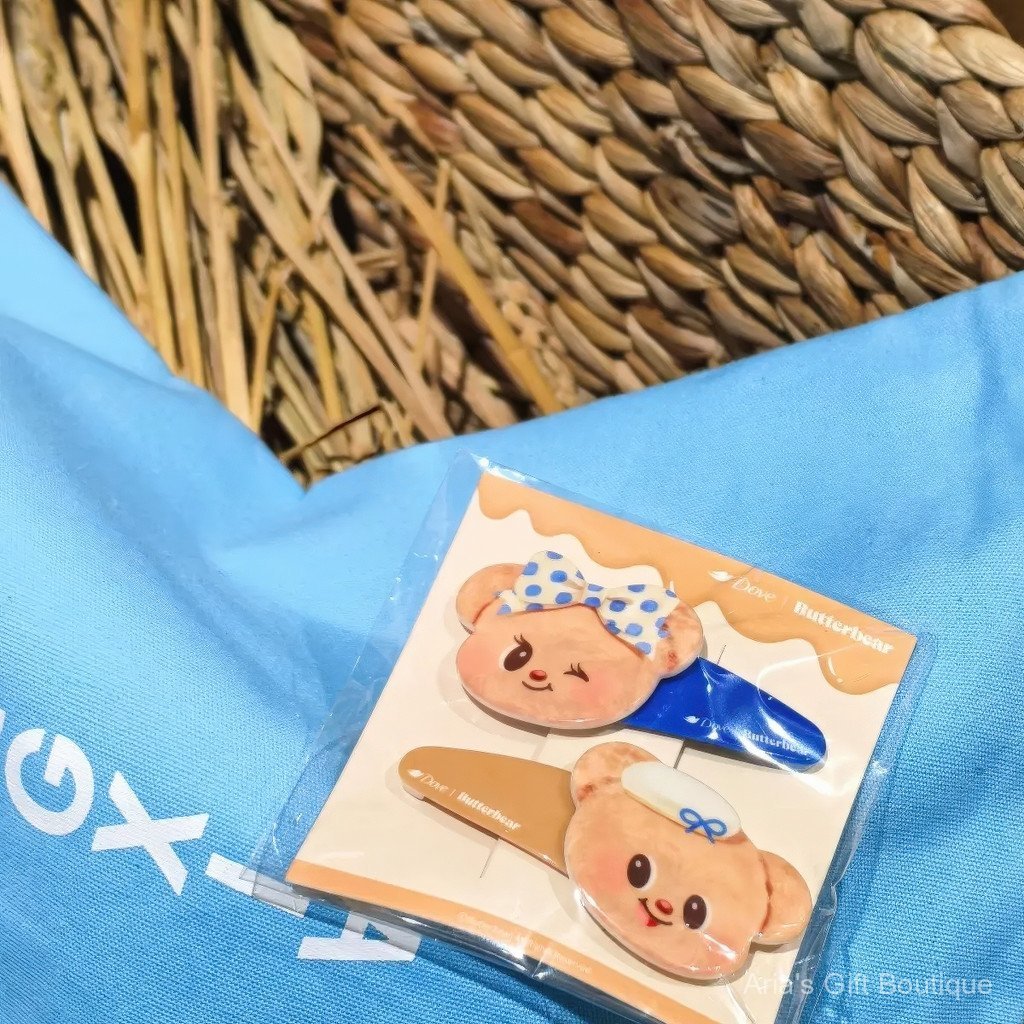 [Aria] Dove Butter Bear Co-Branded - Kẹp Tóc Hình Hoạt Hình Dễ Thương, Phong Cách Ngọt Ngào