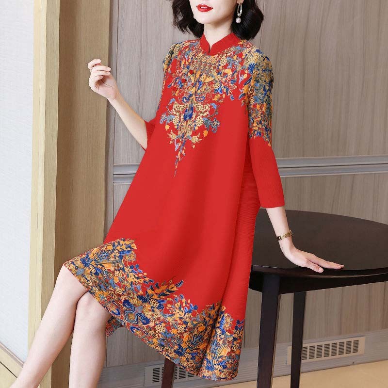 Đầm sườn xám retro hoa dành cho phụ nữ trung niên