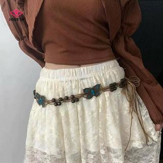 HWETR Phong Cách Bohemian Dệt Nước Phong Cách Dân Tộc Handmade Hạt Gỗ Nữ Thắt Lưng Thường Ngày Kỳ Nghỉ Phong Cách Dây Thắt Lưng Mới