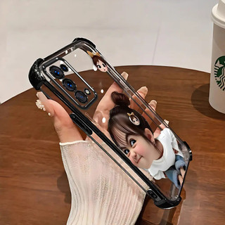 Ốp điện thoại OPPO Reno5 4G TPU trong suốt, thiết kế bé gái dễ thương, chống sốc, chống trượt, chống vân tay
