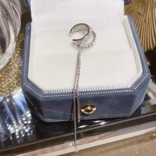 Bông tai kẹp tai hai lớp zircon thời trang, đơn giản, thanh lịch với chốt tai tích hợp