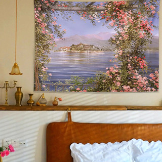 Phòng Ngủ Vải Ký Túc Xá Treo Hoa Hồng Retro Vải Đầu Giường Sân Vườn Tấm Thảm Vải Treo Tường Biến Đổi Nền Nghệ Thuật Cho thuê Tranh Sơn Dầu