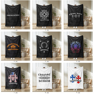 Logo Chrome Hearts Chăn Flannel in một mặt, Chăn mỏng để sử dụng tại nhà có điều hòa, Chăn ngủ văn phòng.