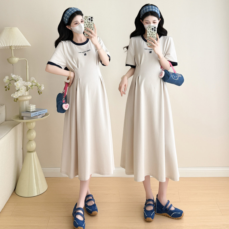 Trang phục bà bầu Xuân Hè Áo thun ngắn tay dáng rộng