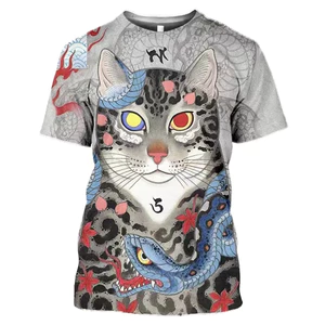 Áo Thun Nam Hình Samurai và Mèo 3D, Phong Cách Đường Phố