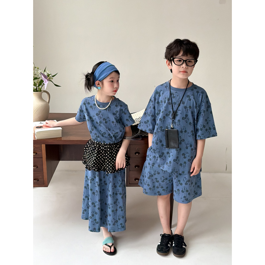 Bộ Đồ Trẻ Em In Hình Full Hoạt Hình Quần Short Tay Ngắn Bộ Đồ Hai Mảnh Trẻ Em Thường Ngày Anh Em Quần Áo