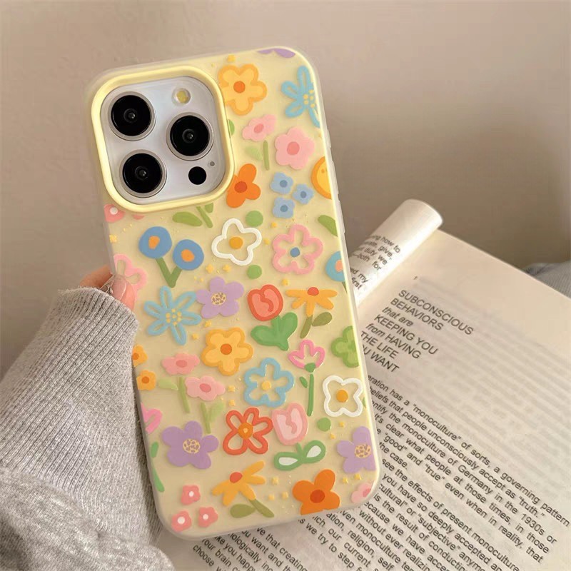 Ốp lưng Iphone hoa màu vàng cho iPhone 16 15 14 13 12 11 pro max plus 7 xr xs plus