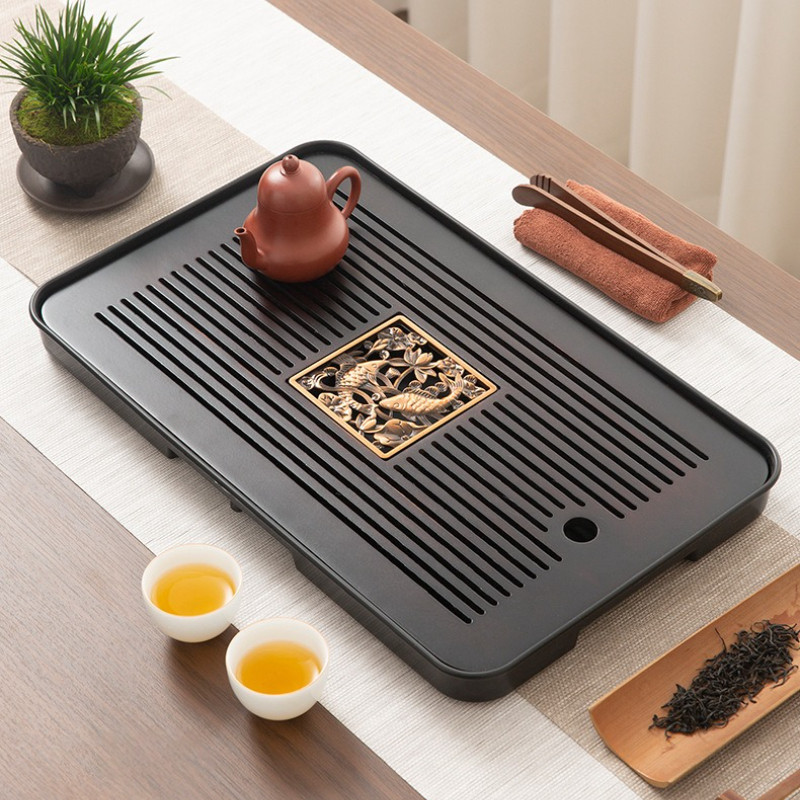 Khay Trà Tre Cao Cấp, Hoa Văn Khắc Sang Trọng, Khay Chữ Nhật Đựng Trà, Bánh, Đồ Ăn, Decor Chụp Ảnh