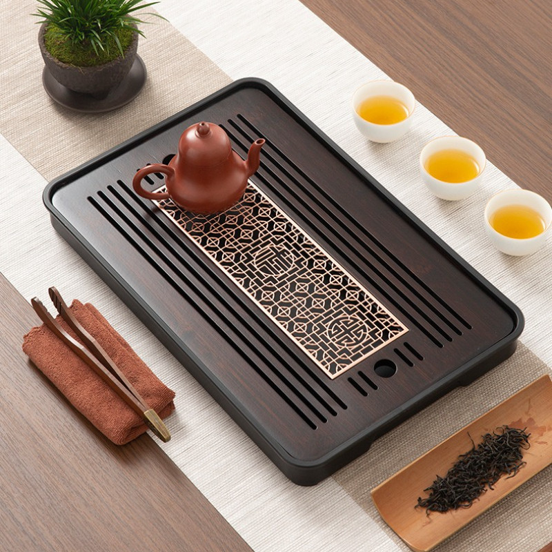 Khay Trà Tre Cao Cấp, Hoa Văn Khắc Sang Trọng, Khay Chữ Nhật Đựng Trà, Bánh, Đồ Ăn, Decor Chụp Ảnh