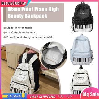 Ba Lô Nylon Chấm Bi Piano Chìa Khóa Túi Laptop 16,9 Inch Có Mặt Dây Chuyền Du Lịch Daypacks Cho Bé Gái Du Lịch Mua Sắm Sử Dụng Hàng Ngày