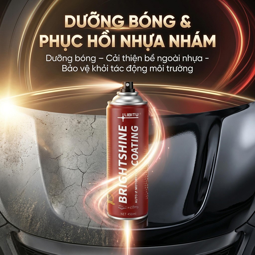 Giải Pháp Phục Hồi Nhựa Nhám Ô Tô/Xe Máy Tại Nhà - Chai Xịt LIBITU 450ml Tiện Dụng - Hiệu Quả Ngay, Không Tốn Công Chà