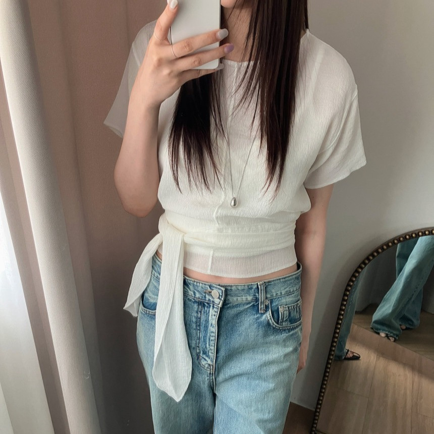 SUXI Áo thun nữ ngắn tay thanh lịch, phù hợp mùa hè 260411