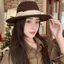Mũ Flat Top Hat Nữ Widespread Edge Ribbon, Làm Từ Len Bầu, Phong Cách Retro Thanh Lịch