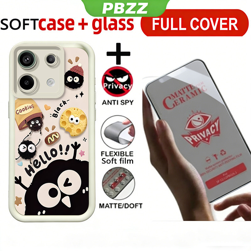 Chống riêng tư bằng gốm sứ với vỏ kính cường lực cho REDMI NOTE 13 4G REDMI NOTE 13 PRO 5G Vỏ điện thoại Softcase thẩm mỹ dễ thương cho bé gái JTMHSMQ1
