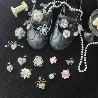1 Ba Lê Phong Cách Ngọc Trai Nơ Trái Tim Kẹp Có Thể Tháo Rời Quyến Rũ Cho Mary Jane, Thể Thao, Đế Bằng Trang Trí