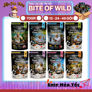[ Combo Tiết KIệm 12-24-48 Gói] Pate Cao Cấp Bite of Wild 70G Công Thức Giàu Đạm Và Sữa Dê Cho Mèo