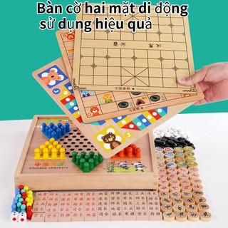 Bộ cờ gỗ 11 trong 1 – Cờ vua, cờ tướng, cờ vây, cá ngựa – Đồ chơi trí tuệ Montessori – Rèn luyện trí não cho trẻ