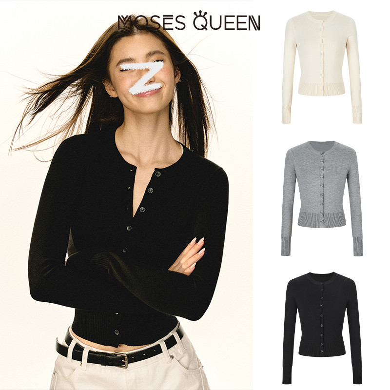 < MOSESQUEEN > Áo khoác thay thế đa năng phong cách Pháp, dáng slim và skinny cho nữ, làm từ vải dệt đan #59260