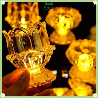 [COD] Đèn ngủ LED NOOKSTORY, Đèn nến điện tử lãng mạn, Đèn bền mô hình hoa sen trong suốt thời trang để trang trí bầu không khí tiệc lễ hội
