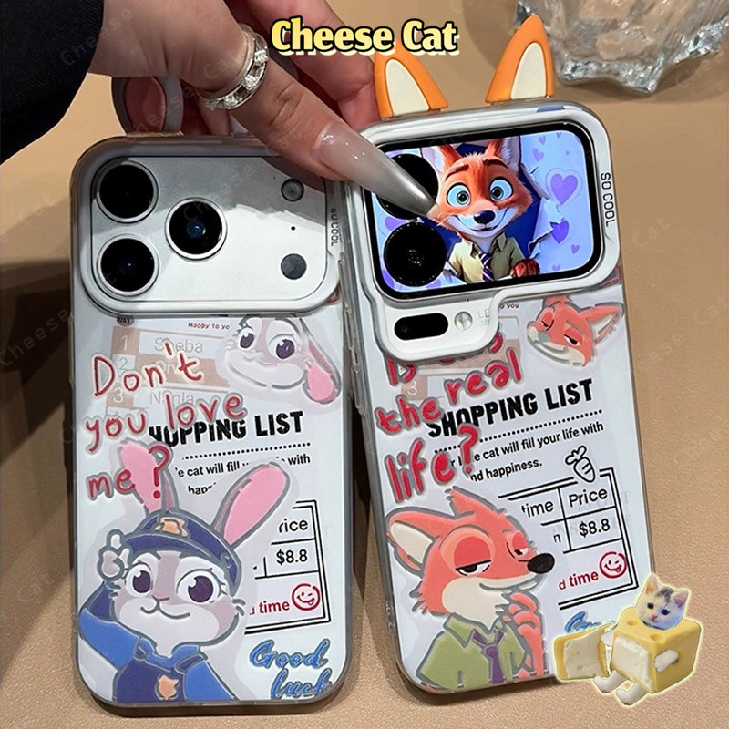 Zootopi tai 3D Ốp điện thoại hình đôi thỏ Bunny Fox cho iPhone 14 15 11 12 13 16 17 Pro Max 16E Xs Max 7Plus