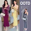 Bộ đồ bà bầu gồm váy và cardigan dáng rộng, phù hợp mùa hè