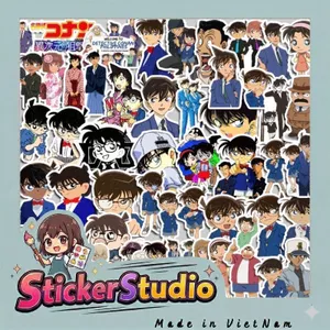 Set 60 Sticker Anime Conan Thám Tử Chống Nước Dán Laptop Vali Mũ Bảo Hiểm Sổ Tay