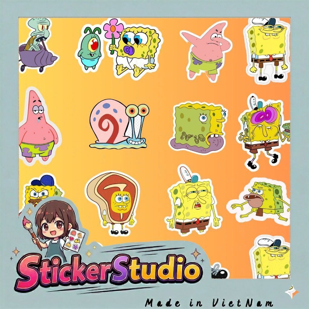 60 Sticker Bọt Biển zalo cute phô mai que