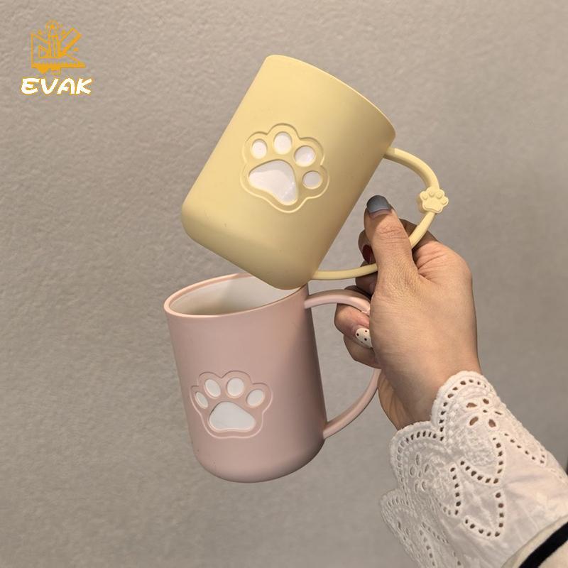 Alittlesetrtu Hoạt Hình Dễ Thương Cat Paw Cốc Nhựa Có Tay Cầm Cặp Đôi Bàn Chải Đánh Răng Hoàn Hảo Cho Phòng Tắm Cốc Nước súc Miệng VN