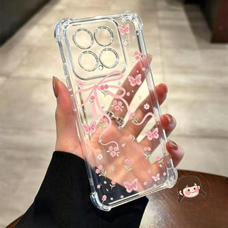Ốp Điện Thoại Hoa Bướm Màu Hồng Thời Trang Cho Poco X8 Pro Max X7 Pro X6 Neo X5 X4 X3 NFC GT X2 F8 F7 Ultra F6 F5 F4 GT F3 F2 Pro 5G 4G Vỏ Mềm Bốn Góc Dễ Thương