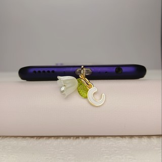 Điện Thoại Di Động Chống Bụi Cắm 1 Hoa Trắng 26 Trắng Rỗng Chữ Cái Điện Thoại Di Động Chống Bụi Cắm