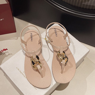 Mùa hè Phong Cách Mới Giày Sandal Đế Bằng Mở Mũi Đi Biển Nữ Nhẹ Chống Trơn Trượt Thiết Kế Tất Cả Trận Đấu Giày Sandal La Mã Cao Cấp
