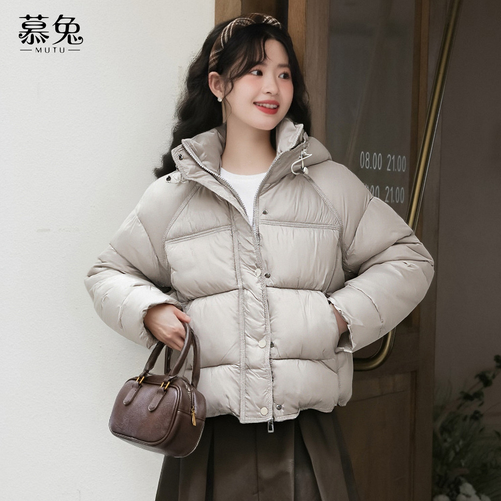 Mutu Nhỏ Màu Đen Có Mũ Trùm Đầu Áo Khoác Cotton Nữ Mùa Đông 2025 Phong Cách Mới Phong Cách Hàn Quốc Dày Ấm Áo Khoác Cotton Top