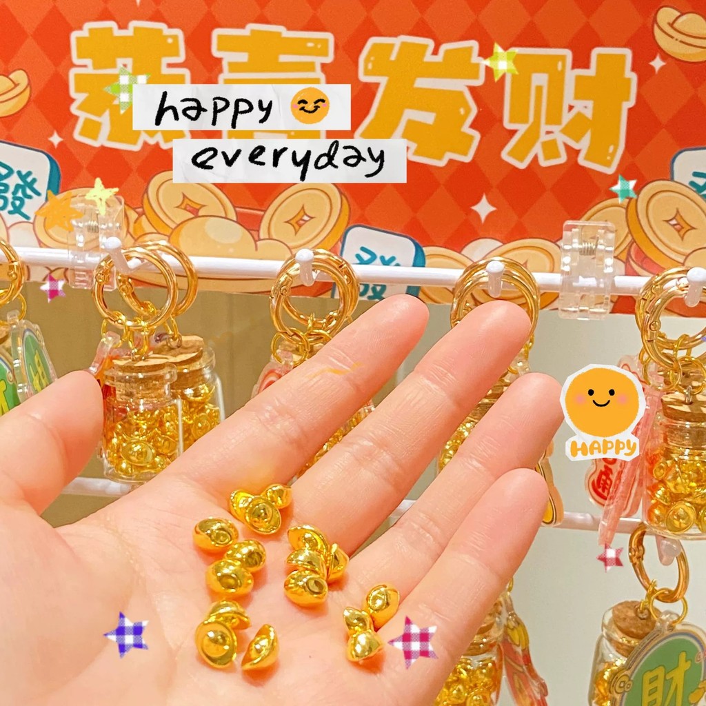 Năm Mới May Mắn Chai Mahjong Móc Khóa Acrylic INS Phong Cách Túi Treo Điện Thoại Trang Trí Quà Tặng
