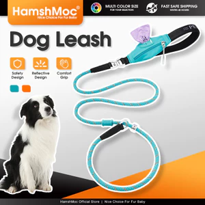 Dây xích chó HamshMoc có túi đựng chuồng Khóa an toàn đôi Vòng xoay chống đầy đặn Dây Nylon cho mọi giống