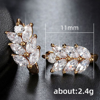 Bông tai lá zircon bạc S925, thiết kế thời trang đơn giản, quà tặng hoàn hảo cho nàng