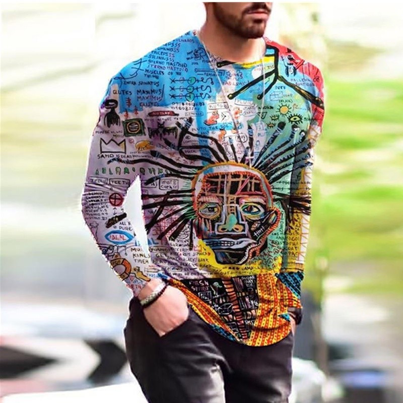 Áo thun nam thiết kế Tie-Dye 3D - Dài tay đổi màu, trendy cho mùa thu