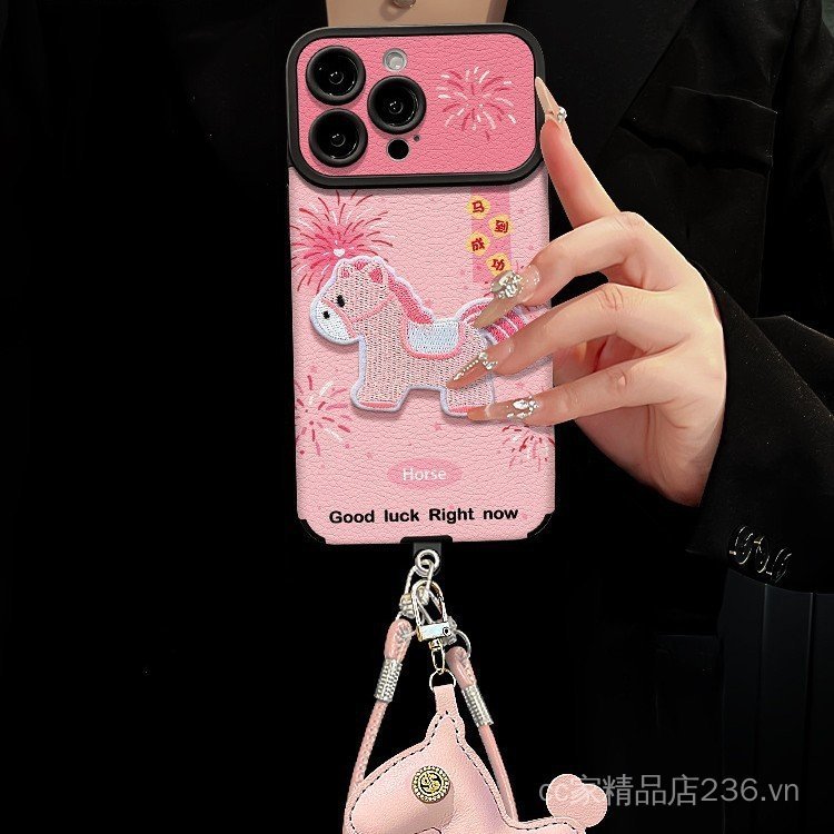 Sáng Tạo Pony Miếng Dán Dây Thích Hợp Cho iPhone17promax Vỏ Điện Thoại iphone15 Da 16 Năm Mới Silicon