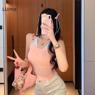 Camisole nữ mùa hè phong cách Dopamine Y2K, đính hạt dây giả hai miếng mỏng nhẹ