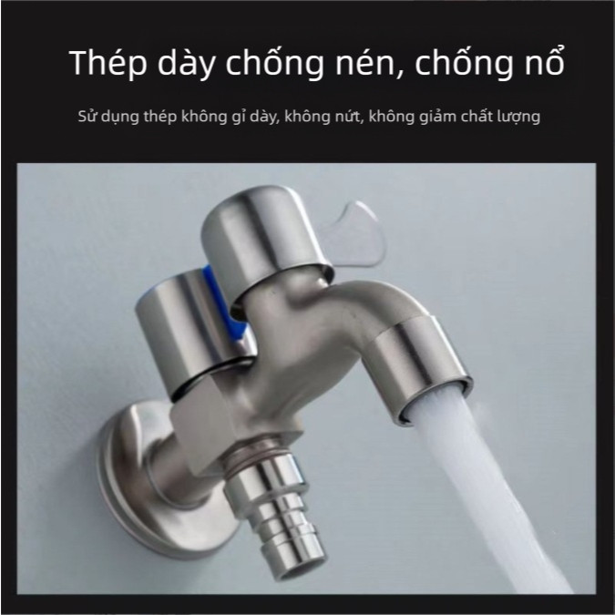 Vòi nước 2 đầu ra bằng thép không gỉ 304 vòi nước máy giặt 2 đầu ra chia nước thành 2 đầu xả độc lập