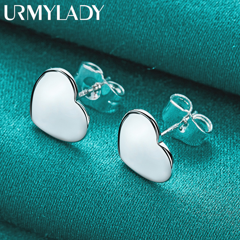 URMYLADY - Bông tai bạc 925 hình trái tim mịn, phù hợp tiệc cưới, trang sức thời thượng