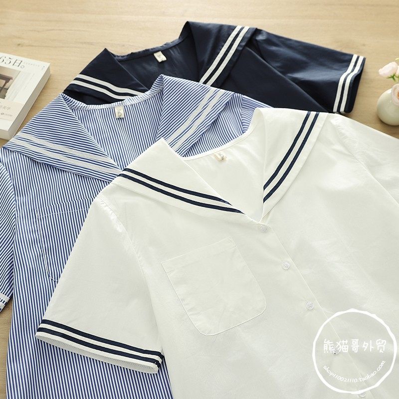 [Hàng có sẵn] Áo sơ mi nữ cotton, cổ bèo phong cách trẻ trung