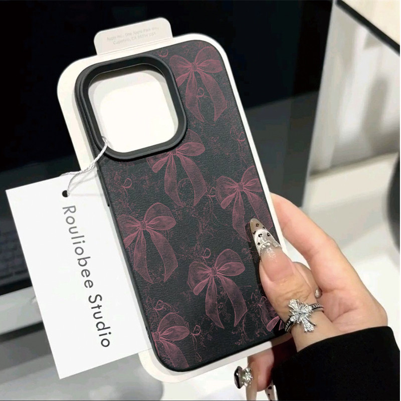 Ốp Điện Thoại Cho Samsung Galaxy S25 FE S26 S24 Ultra S23 S21 S20 FE S22 Ultra Plus Vỏ Thời Trang Màu Hồng Bowkont Họa Tiết Lchee Dễ Thương Da PU Mềm Chống Sốc Silicon Mờ