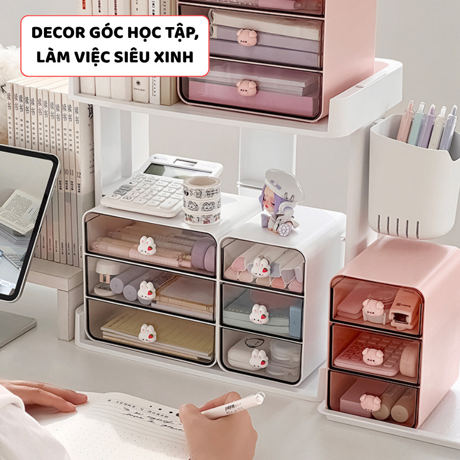 Hộp Đựng Văn Phòng Phẩm ENODA HOME, Hộp Đựng Bút Để Bàn 3 Ngăn Kiểu Dáng Dễ Thương P053