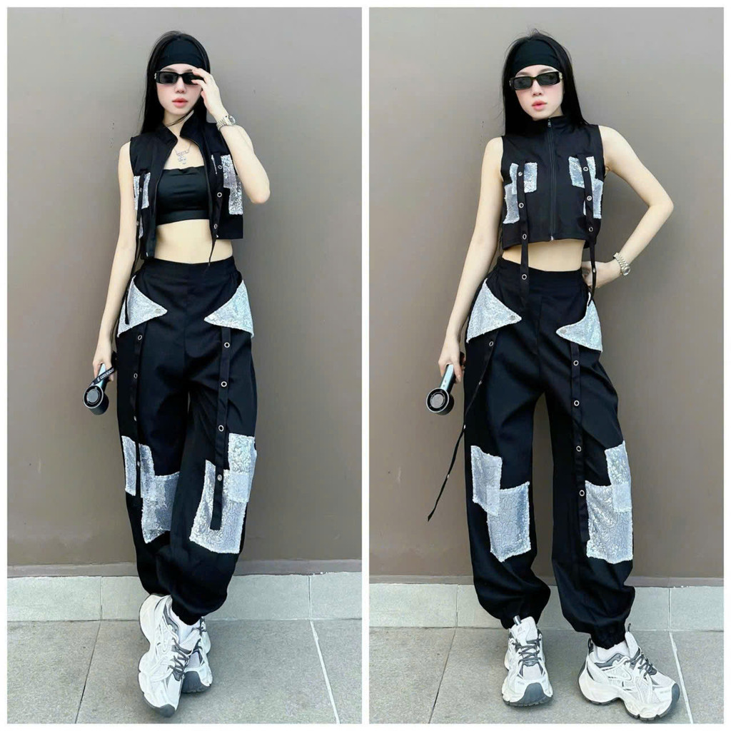 Bộ kaki bling thể thao cho đội nhóm làm đồng phục biểu diễn nhảy zumba, aerobic, shuffler dance...