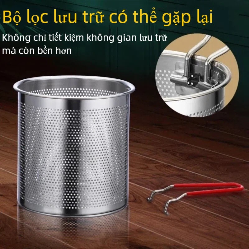 Nồi Chiên Ngập Dầu Inox 304 Cao Cấp - Dung Tích 1200ml, Kèm Rổ Lọc Dầu Chống Dính, An Toàn Dùng Mọi Bếp Từ/Bếp Ga