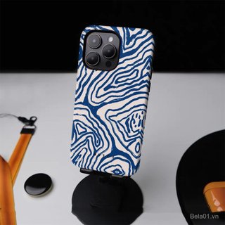 Ốp Điện Thoại Thích Hợp Cho iPhone Art Blue White Lines Vỏ Phim 2 Trong 1 Thích Hợp Cho iPhone17p / 15 / 14pro / 13 Vỏ Bảo Vệ VW7H